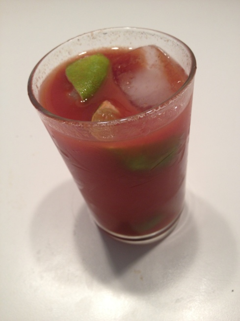 A glass of Bloody Mary mix made to order